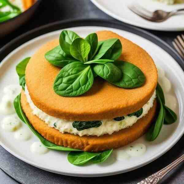 Окрошка на кефире с курицей и шпинатом